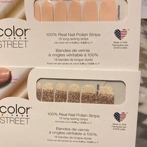 Color Street Peach and Glitter Nail Strips